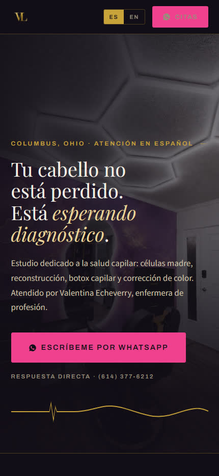 Sitio web en teléfono